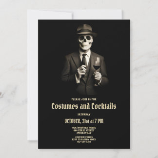 Vintage Skeleton Adult Halloween Invitation