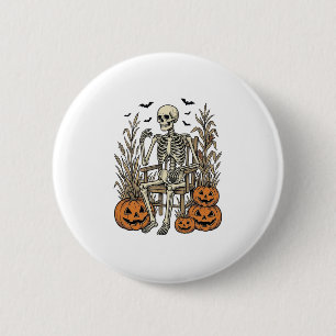 Vintage Skeleton and Pumpkins Halloween Shirt Desi 6 Cm Round Badge
