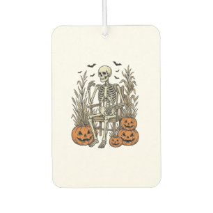 Vintage Skeleton and Pumpkins Halloween Shirt Desi Car Air Freshener