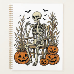 Vintage Skeleton and Pumpkins Halloween Shirt Desi Planner