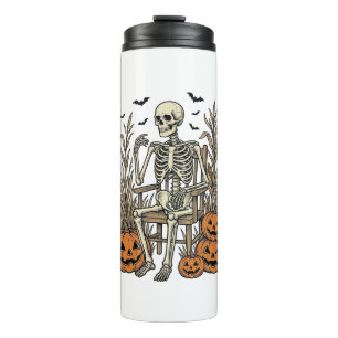Vintage Skeleton and Pumpkins Halloween Shirt Desi Thermal Tumbler