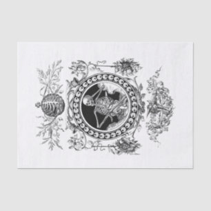 Vintage skeleton art for Halloween decoupage Tissue Paper