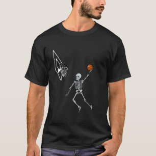 Vintage Skeleton Basketball Player Dunking Hoop Ha T-Shirt