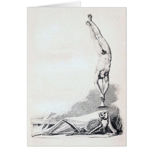 Vintage Skeleton Being Called Up Card