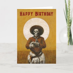 Vintage Skeleton Cowboy Birthday Card