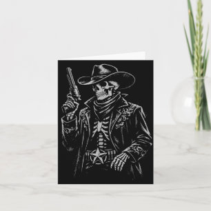 Vintage Skeleton Cowboy Gunslinger Outlaw Western Card