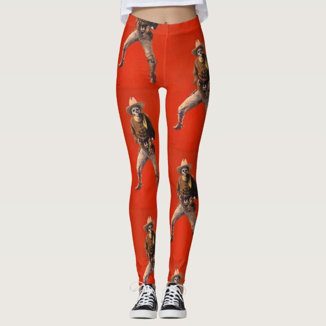 Vintage Skeleton Cowboy Leggings (Front)