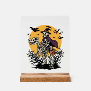 Vintage Skeleton Dinosaur Halloween Shirt Design_1 Acrylic Sign