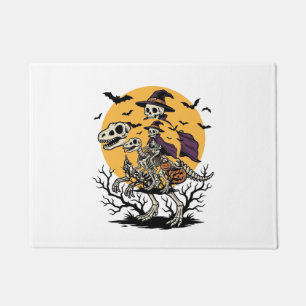 Vintage Skeleton Dinosaur Halloween Shirt Design_1 Doormat