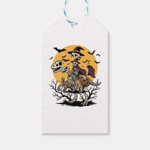 Vintage Skeleton Dinosaur Halloween Shirt Design_1 Gift Tags
