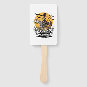 Vintage Skeleton Dinosaur Halloween Shirt Design_1 Hand Fan