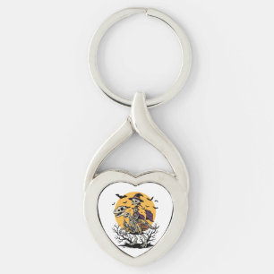 Vintage Skeleton Dinosaur Halloween Shirt Design_1 Key Ring