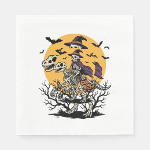 Vintage Skeleton Dinosaur Halloween Shirt Design_1 Napkin