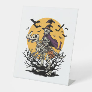 Vintage Skeleton Dinosaur Halloween Shirt Design_1 Pedestal Sign