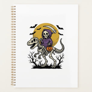 Vintage Skeleton Dinosaur Halloween Shirt Design ( Planner