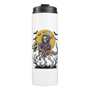 Vintage Skeleton Dinosaur Halloween Shirt Design ( Thermal Tumbler
