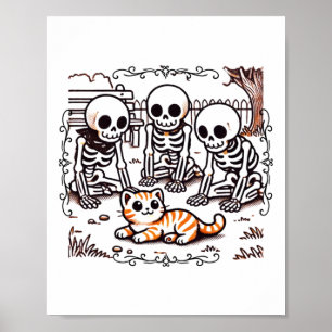 Vintage Skeleton Gathering Sticker Poster