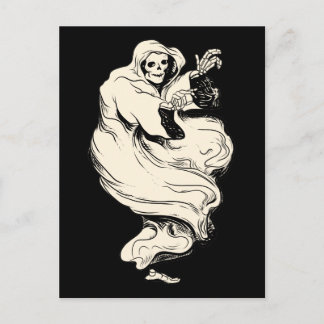 Vintage Skeleton Ghost Postcard