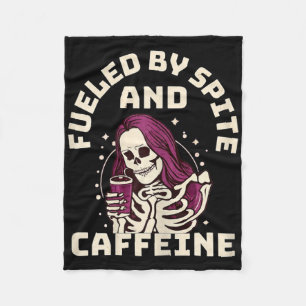 Vintage Skeleton Halloween Fuelled By Spite And Ca Fleece Blanket