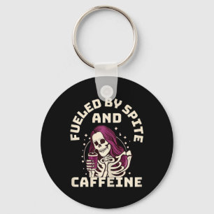Vintage Skeleton Halloween Fuelled By Spite And Ca Key Ring