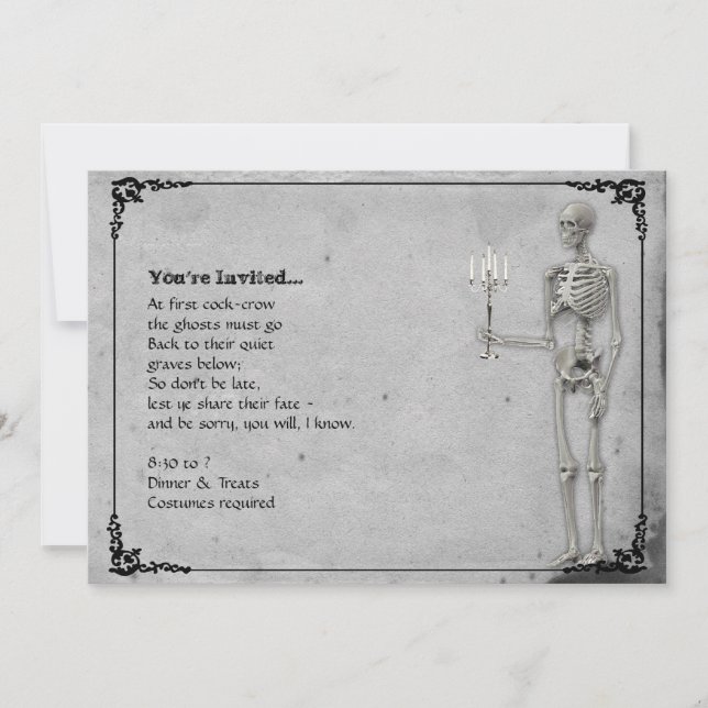 Vintage Skeleton Halloween Party Invitation (Front)