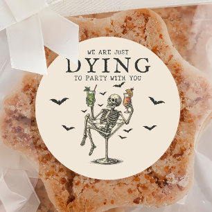 Vintage Skeleton Halloween Party Sticker