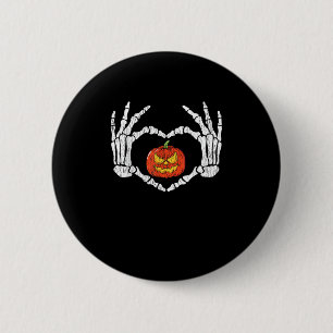 Vintage Skeleton Hands Heart Pumpkin Autumn Hallow 6 Cm Round Badge