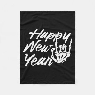 Vintage Skeleton Happy New Year Eve  Fleece Blanket
