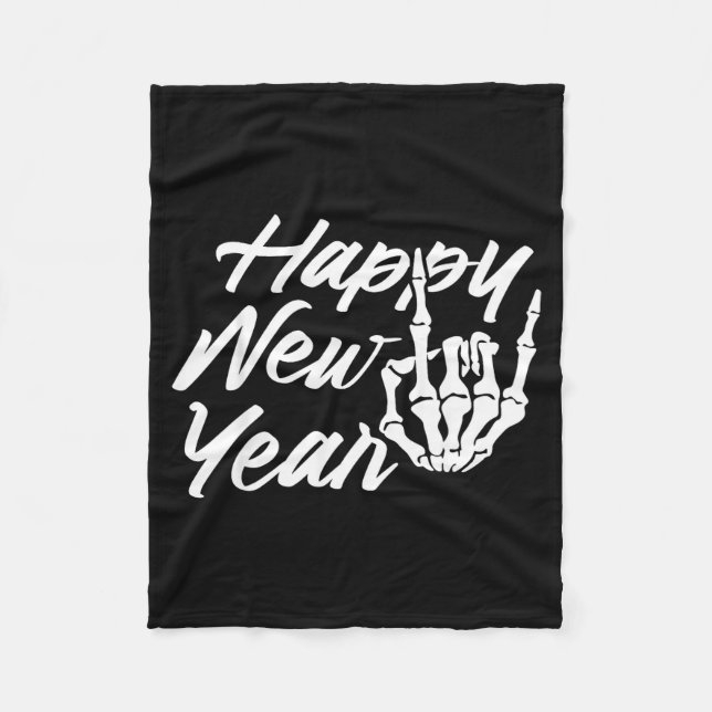 Vintage Skeleton Happy New Year Eve  Fleece Blanket (Front)