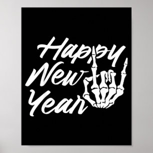 Vintage Skeleton Happy New Year Eve  Poster