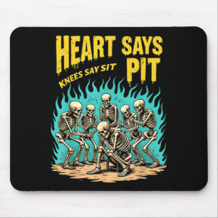 Vintage Skeleton Heart Says Pit Knees Say Sit Mouse Mat