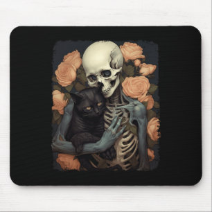 Vintage Skeleton Holding A Black Cat Halloween Got Mouse Mat