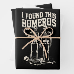 Vintage Skeleton Humerus Pun Halloween Humour Wrapping Paper Sheet
