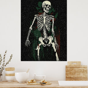 Vintage Skeleton in Dark Shadows Art Poster