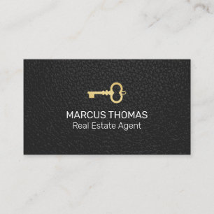 Vintage Skeleton Key Black Leather Background Appointment Card