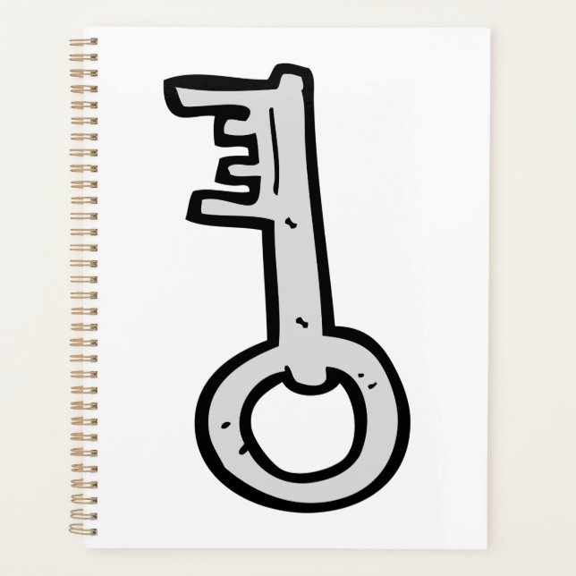 Vintage Skeleton Key Hand-Drawn Silver Antique Planner (Front)