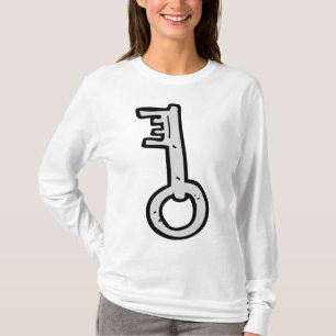 Vintage Skeleton Key Hand-Drawn Silver Antique T-Shirt