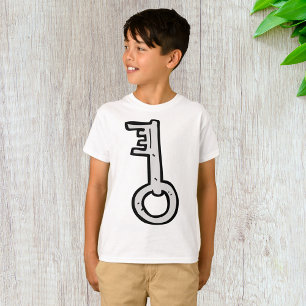 Vintage Skeleton Key Hand-Drawn Silver Antique T-Shirt