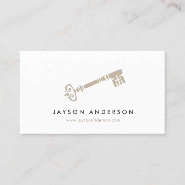 VINTAGE SKELETON KEY LOGO No. 1 Business Card (Front)