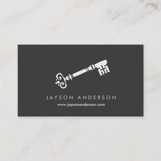 VINTAGE SKELETON KEY LOGO No. 2 Business Card (Front)