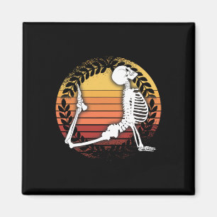 Vintage Skeleton Make Yoga Upward Facing Dog Pose Magnet