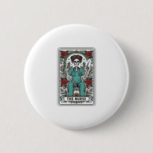 Vintage Skeleton Nurse Tarot Card Shirt Design_1 6 Cm Round Badge