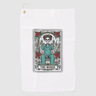 Vintage Skeleton Nurse Tarot Card Shirt Design_1 Golf Towel