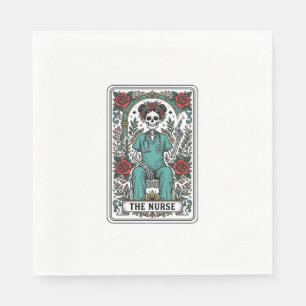 Vintage Skeleton Nurse Tarot Card Shirt Design_1 Napkin