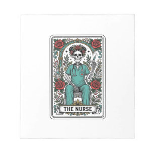 Vintage Skeleton Nurse Tarot Card Shirt Design_1 Notepad
