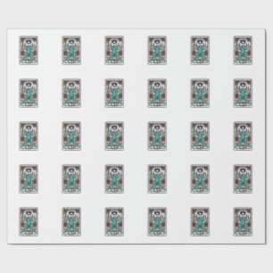 Vintage Skeleton Nurse Tarot Card Shirt Design_1 Wrapping Paper