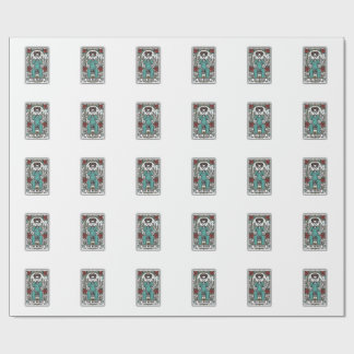 Vintage Skeleton Nurse Tarot Card Shirt Design_1 Wrapping Paper