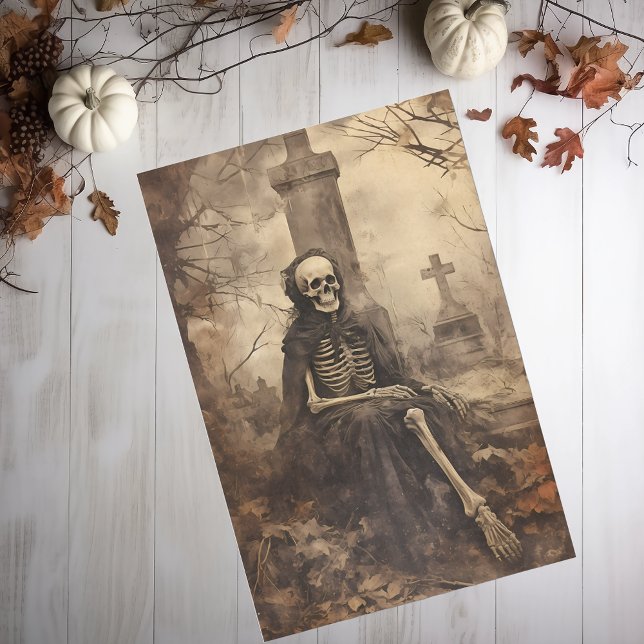 Vintage Skeleton Photo Decoupage  Tissue Paper (Creator Uploaded)