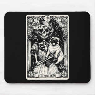Vintage Skeleton Pug Mum Tarot Card Witchy Vibes P Mouse Mat