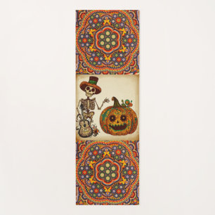 Vintage Skeleton/Pumpkin Day of the Dead Yoga Mat